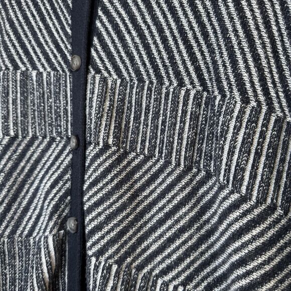 Unbranded Knit Button Down Sweater Cape Women One Size Blue Gray Striped Coastal - Picture 4 of 12